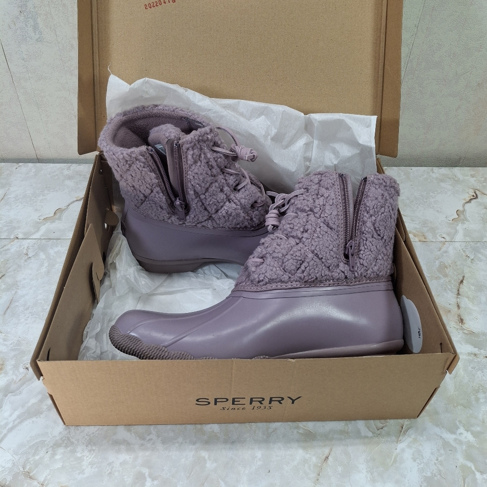 Sperry Top Siders Plush Fleece Purple Duck Boots Booties Womens Sz 9
